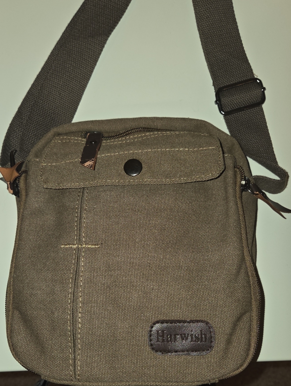 Harwish Men’s Canvas Crossbody  Bag 8in By 8in.